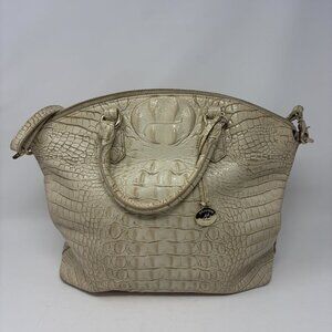 Brahmin cream Duxbury satchel bag embossed leather
